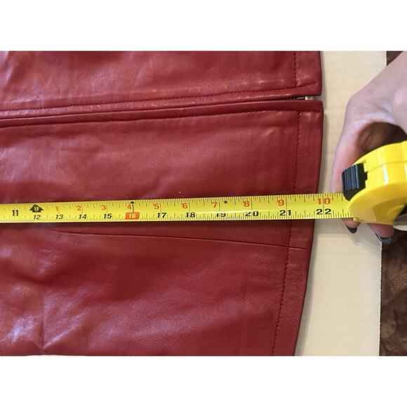 Women's Vintage Y2k Saguaro Red Leather Zip Up Lined Biker Vest Jacket Sz Large - Picture 14 of 14
